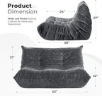 HABUTWAY Giant Bean Bag Chairs Loveseat for Adults,2 Seater,Grey | Loveseat Fireside Chair, Memory Foam Lazy Bean Bag Couch for Living Room, Bedroom, Dorm, Office