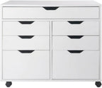 Furnifact White Storage Cabinet, Contemporary Pantry Organizer, Durable Composite Wood Finish, Space-Saving Design for Kitchen, Utility Room, Home Storage