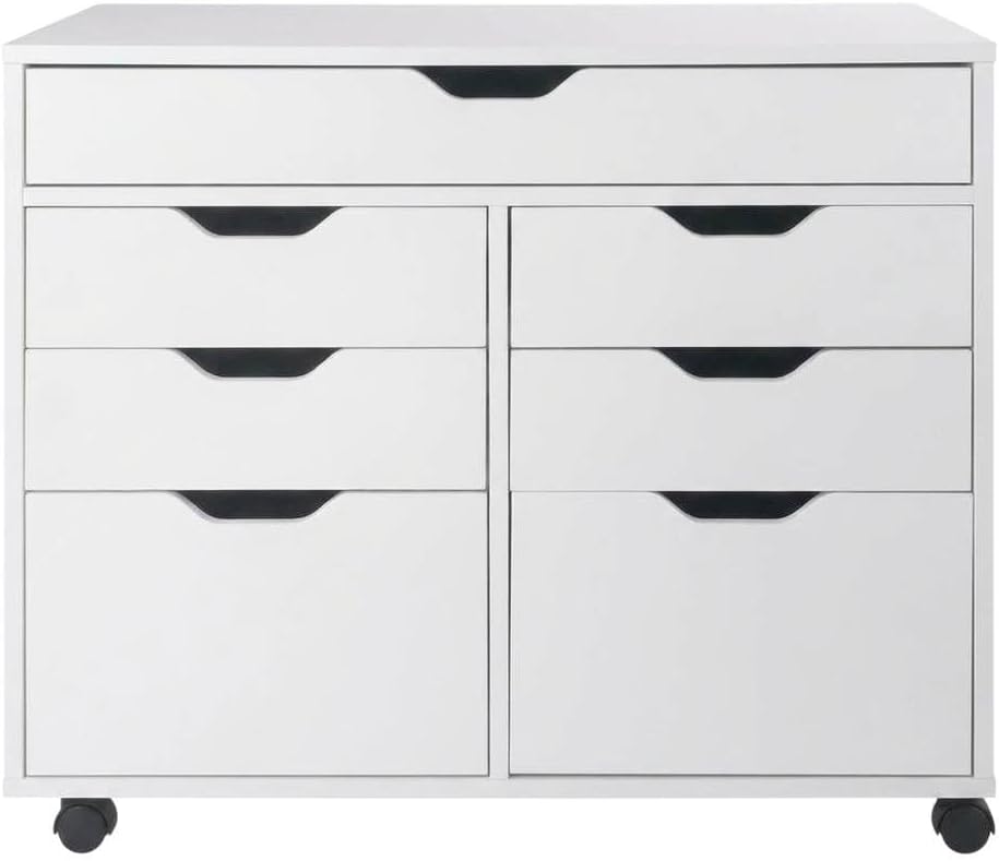 Furnifact White Storage Cabinet, Contemporary Pantry Organizer, Durable Composite Wood Finish, Space-Saving Design for Kitchen, Utility Room, Home Storage