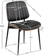 LUNLING Dining Chairs Set of 4 Mid Century Modern Retro Faux Leather Chair with Walnut Bentwood Upholstered Seat Metal Legs Chairs Adjustable Foot for Kitchen Dining Room Chairs,Black