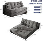MAXYOYO Folding Sofa Bed, Convertible Chair Bed with Pillow | Portable 4 in 1 Fold Out Chair to Floor Bed, Versatile Floor Sofa Couch for Living Room Bedroom, Dark Grey, Double