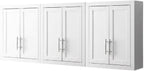 Furnifact White 3-Piece Wall Kitchen Cabinet Set, MDF Birch Veneer, Floating Mounted Kitchen Storage, Wide Pantry Wall Organizer