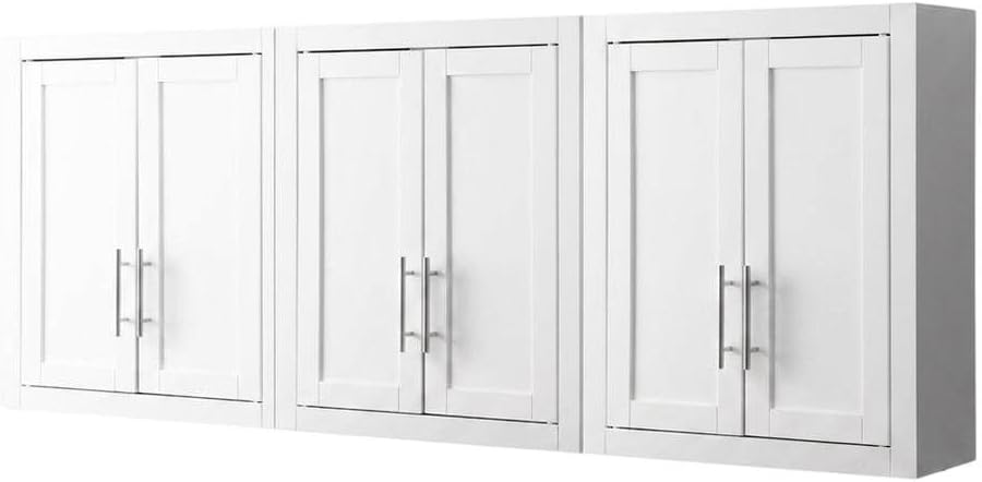 Furnifact White 3-Piece Wall Kitchen Cabinet Set, MDF Birch Veneer, Floating Mounted Kitchen Storage, Wide Pantry Wall Organizer
