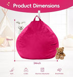 fond + found Small Bean Bag Chairs 2FT Comfy BeanBag Chair Velvet Fabric | Memory Foam,Washable Cover,Storage Pocket,Handle,Cozy BeanBag for Classroom Reading Bedroom Nook Gaming Lounging | Pink 2FT