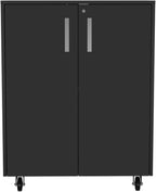 Storage Cabinet Lions, Double Door and Casters, Black Wengue Finish