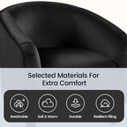 Yaheetech Compact Velvet Accent Chairs Set of 2 for Small Spaces, Black | Compact Cozy Barrel Chairs with a Curved Silhouette, Upholstered Furry Armchair for Small Spaces, Living Room Bedroom Corner
