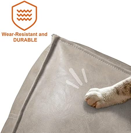 Louis Donné 17.7 Inch Unstuffed Square Pouf Ottoman Cover, Handmade Faux PU Leather Foot Rest Cover, Storage Floor Chair Cushion Case,White Decorative Pouf for Living Room Home,Only Cover No Filler