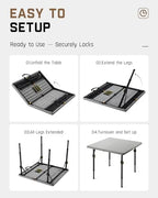FanttikOutdoor Folding Card Table 34" Square, 2 Heights, Picnic Party Game | Fold-in-Half Utility Plastic Portable Table with Collapsible Legs & Carrying Handle, Heavy Duty, Zeta S4 Pro