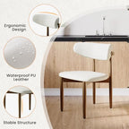 POVISON Modern Dining Chairs Set of 4, Armless PU Leather Dining Chair with PU Cushions and Dark Bronze-Coloured Metal Leg