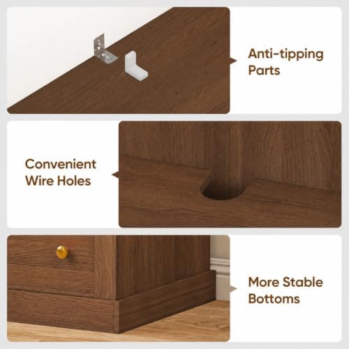 71" Farmhouse Kitchen Pantry Cabinet with Drawers, Set of 2 – Dark Brown Freestanding Coffee Bar Hutch with Adjustable Shelves, Large Storage Cabinet with Microwave Stand for Living Room & Kitchen