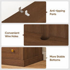 71" Farmhouse Kitchen Pantry Cabinet with Drawers, Set of 2 – Dark Brown Freestanding Coffee Bar Hutch with Adjustable Shelves, Large Storage Cabinet with Microwave Stand for Living Room & Kitchen