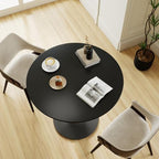 Black Round Dining Table, 27.6" Tulip Table Kitchen Round Dining Table for 1-2 People with MDF Table Top and Metal Pedestal Base, Mid-Century Leisure Table for Home, Dining Room, Cafe