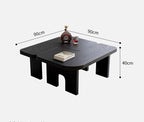 53.15" Antique Black Wood Nesting Coffee Table Set | 70.86 Inch Extended Length; Smooth Easy-Clean Surface; Space-Saving Modern Center Table for Living Room and Small Apartments