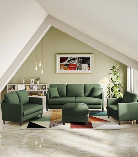 Welzona Loveseat, 51" Small Couch, Teddy Love Seat, Small Loveseat Sofa | Comfy Teddy Fabric, Tool-free Setup, Washable Covers, All-wood Small Sofa Couch for Living Room, Bedroom, Small Spaces, Green