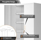 VINGLI Metal Garage Storage Cabinet with 2 Doors and 5 Adjustable Shelves, 71" Tall Steel Lockable File Cabinet, Locking Tool Cabinets for Home Office Garage Gym School (White)