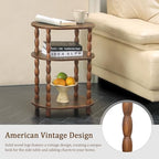 MaxSmeo Side Table, 3-Tier Small End Table, Modern Oval Night Stand Accent Table for Living Room, Bedroom, Rustic Brown