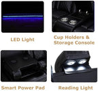 Power Recliner Sofa Set, Black Leather 3 Pieces Sectional Couch, Living Room Furniture Sets with LED Light, Modern Power Reclining Sets with Storage Console/Cup Holder for Living Room