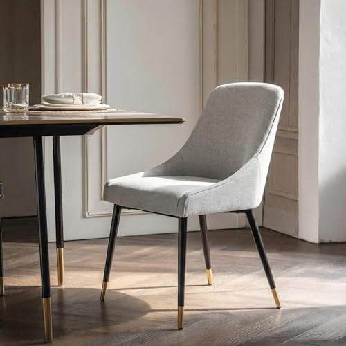 COLAMY LUMA Dining Chairs Set of 4, Upholestered Fabric Kitchen Dining Chairs with Metal Legs, Armless Accent Side Chair for Dining Room, Home, Light Gray
