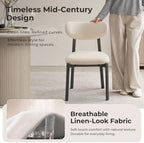 Dining Chairs Set of 4, Modern Upholstered Fabric Kitchen Chairs | Textured Fabric, Curved Back, Upholstered Seat, Metal Frame, Dining Room, Kitchen, Breakfast Nook, Restaurant, Beige