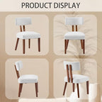 MOJAY Dining Chairs Set of 4, Mid Century Modern Kitchen Chair Linen Fabric Side Chairs with Curved Backrest for Kitchen, Dining Room, Restaurant, or Patio, Off-White