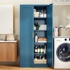 BESFUR 71" Tall Metal Storage Cabinet with 2 Doors and 4 Adjustable Shelves, Heavy Duty Kitchen Pantry Cabinet for Home Office, Kitchen, Garage and Dining Room, Blue,71”H x 27.5”W x 13.8”D