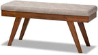 Baxton Studio Alona Mid-Century Modern Light Grey Fabric Upholstered Wood Dining Bench
