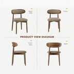 Dining Chairs Set of 6, Upholstered Dining Room Chairs with Solid Wood Legs | Mid Century Modern Dining Chairs, Fabric Kitchen Chairs with Ergonomic Curved Backrest for Dining Room, Vanity, Camel