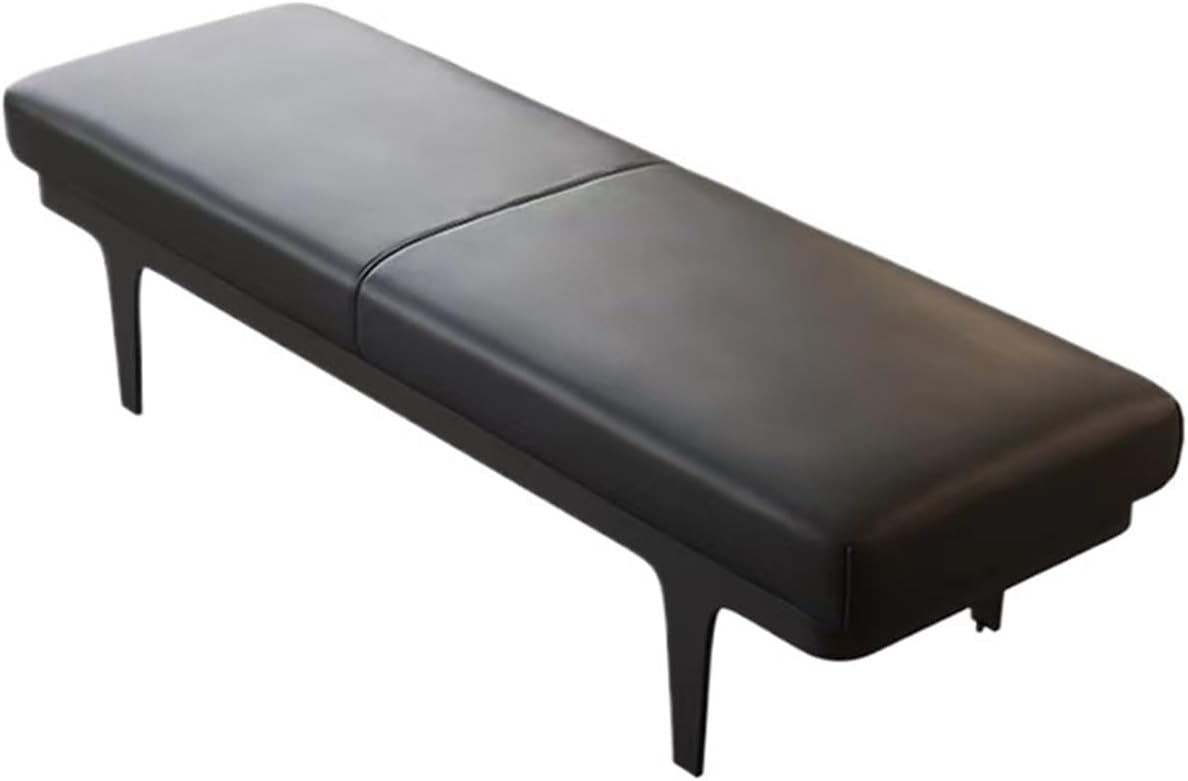 Modern Black PU Leather Modern Ottoman Bench, Upholstered Bedroom Benches Footrest Stool Indoor for Entryway Living Room Dining Entryway(140 * 45 * 42cm)