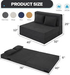 Fvkind Folding Futon Couch, Convertible Sleeper, Standard Size, Dark Grey | Ribbed Corduroy Fabric - Foldable Guest Bed - Bedroom & Living Room - Adults & Visitors - Easy Fold Storage