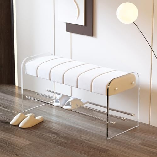 Foot Stool Shoe Changing Stool Transparent Acrylic Bench Bedroom Cloakroom Simple Home Door Wearing Shoe Stool Entryway Bench(A,M 100cm)