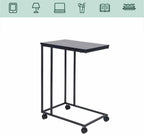 C-Shaped Sofa Side Table, Couch Side Tables That Slide Under, C Table End Table with Wheels, Strong Load-Bearing Capacity and User Friendly Design for Living Room and Bedroom Use,Black