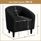 Yaheetech Small 25.5in Wide Sherpa Barrel Accent Chair for Bedroom, Black | Compact Cozy Barrel Chairs with a Curved Silhouette, Upholstered Furry Armchair for Small Spaces, Living Room Bedroom Corner