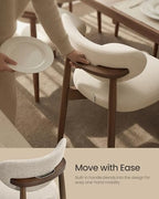VASAGLE Wooden Dining Chairs Set of 4, Upholstered Kitchen Chairs | Solid Wood Legs, Ergonomic Curved Backrest, Built-in Handle, Mid Century Modern, for Kitchen Dining Vanity, Cappuccino Beige