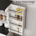 ELYKEN 72" Kitchen Pantry Storage Cabinet with Drawer, 3 Pull Out Shelves | 8 Door Shelves, Tall Pantry Cabinet Organizer, Farmhouse Kitchen Hutch, Pantry Storage Shelves, Dining Room, White