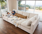 VANOMi Large Modular Sectional Sofa Bed, Comfy Couch Sleeper Ottoman, Beige | Convertible,Washable,Removable Cover,Modern,Comfortable