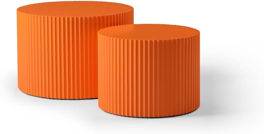 Nesting Table Set of 2, MDF Coffee Table Set for Living Room/Leisure Area (Orange + MDF)