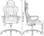 BestOffice High-Back Gaming Chair PC Office Chair Computer Racing Chair PU Desk Task Chair Ergonomic Executive Swivel Rolling Chair with Lumbar Support for Back Pain Women, Men,White