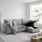 Ball & Cast 86" Sectional Sleeper Sofa Bed Pull Out Couches for Living Room | L Shaped Convertible Pull Out Sofa Bed with Reversible Storage Chaise and Side Pocket, 3-Seat Sofa for Small Space Apartment