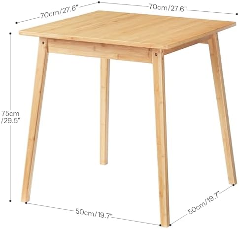 HOOBRO Bamboo Dining Table, Square Dining Table for 2, 27.6" Kitchen Table for Small Space, Writing Table, Easy to Assemble, for Dining Room, Living Room, Office, Kitchen, Natural YL70CZ01G1