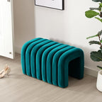 Flouki Velvet Ottoman Stools, Multifunctional Arch Ottomans, Makeup Vanity Stools, Ottomans for Bedroom, Dorm, Side Table Seat for Living Room, Entryway (Teal)
