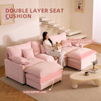 GOSUHI 108" U-Shaped Modular Cloud Couch, Deep Seat, Chenille Pink | Cloud Comfort, Couches for Living Room, Removable & Machine-Washable Covers, Movable Ottoman, Modular Sectional Sofa