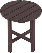 Costaelm Round Outdoor Side Tables, Adirondack Patio Tables for Outside, HDPE Patio End Table Weather Resistant, Balcony Table for Pool, Seaside, Backyard, Porch, Indoor Companion, Dark Brown