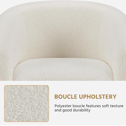 Yaheetech Compact Sherpa Accent Chairs Set of 2 for Small Spaces, Ivory | Compact Cozy Barrel Chairs with a Curved Silhouette, Upholstered Furry Armchair for Small Spaces, Living Room Bedroom Corner