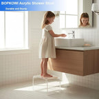 Acrylic Step Stool,Acrylic Stools,Clear Step Stool with Non-Slip for Bathroom,Holds Up to 250lbs(No Non-Slip Stool, Pack of 1)