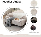 SOFTHION 58.1" Storage Bench for Bedroom, Linen Upholstered, Beige | End of Bedroom Bed Bench Ottoman with Tufted Cushioned Rolled Arm Large Storage Space for Reading/Living Room/Entryway