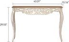 Console Table for Entryway with Carved Details, 43.31" Long Sofa Table Behind Couch, Vintage French Country Entry Table with Wood Carvings and Curved Legs for Hallway, Living Room - Antique White