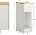 SoBuy Narrow Nightstand Set of 2 | Slim Bedside Tables with Drawers Suitable for Small Space, Small Side Tables Bedroom (White & Natural)