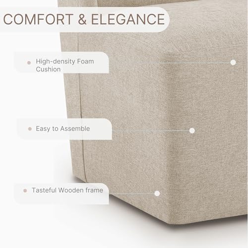 KISLOT Upholstered Dining Chairs Set of 4 with Casters, Sand | Wingback Modern Dining Room Chairs with Rollers, Armless Side Chair with Easy-clean Linen Look Fabric for Kitchen Dining Room