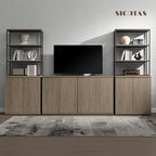 SICOTAS Book Shelf Fluted Bookshelf Cabinet -75" Tall Bookcase