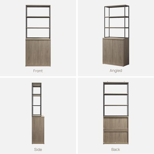 SICOTAS Book Shelf Fluted Bookshelf Cabinet -75" Tall Bookcase